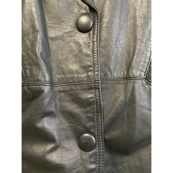 Winlit Black Leather Trench Coat With Suede Trim Size XS Read - Picture 6 of 12